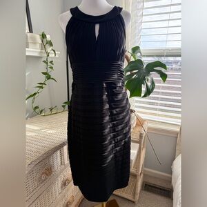 Signature by Sangria Black Pleated Midi Dress